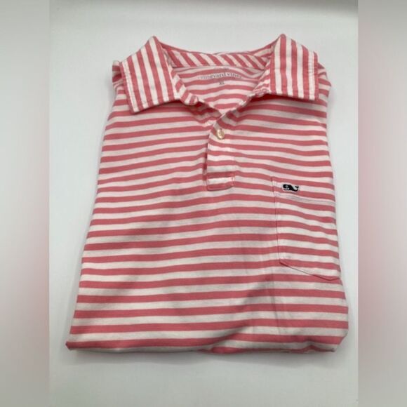 Vineyard Vines Other - Vineyard Vines Men’s Polo Pique Shirt Short Sleeve Pink White Stripes Size XL